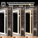 WELLFOR V11 48-in x 36-in Lighted LED Fog Free Surface/Recessed Mount Silver Mirrored Soft Close Medicine Cabinet with Outlet
