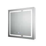 WELLFOR V11 36-in x 36-in Lighted LED Fog Free Surface/Recessed Mount Silver Mirrored Soft Close Medicine Cabinet with Outlet