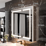 WELLFOR V11 36-in x 36-in Lighted LED Fog Free Surface/Recessed Mount Silver Mirrored Soft Close Medicine Cabinet with Outlet