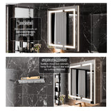 WELLFOR V11 36-in x 36-in Lighted LED Fog Free Surface/Recessed Mount Silver Mirrored Soft Close Medicine Cabinet with Outlet
