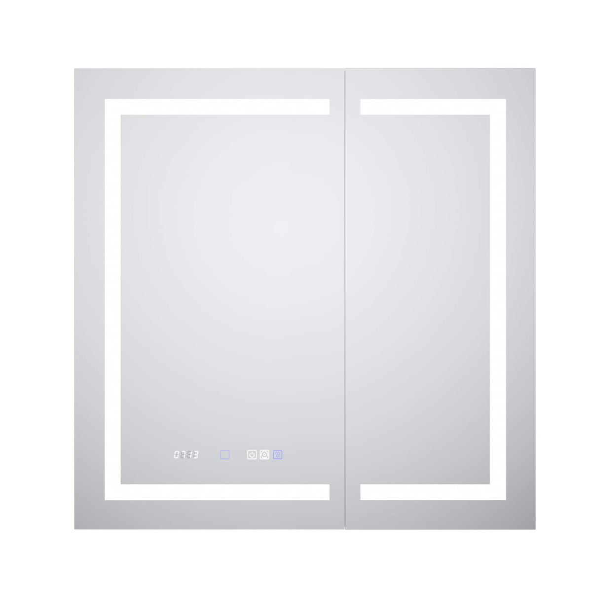 WELLFOR V11 36-in x 36-in Lighted LED Fog Free Surface/Recessed Mount Silver Mirrored Soft Close Medicine Cabinet with Outlet