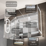 WELLFOR V11 36-in x 36-in Lighted LED Fog Free Surface/Recessed Mount Silver Mirrored Soft Close Medicine Cabinet with Outlet
