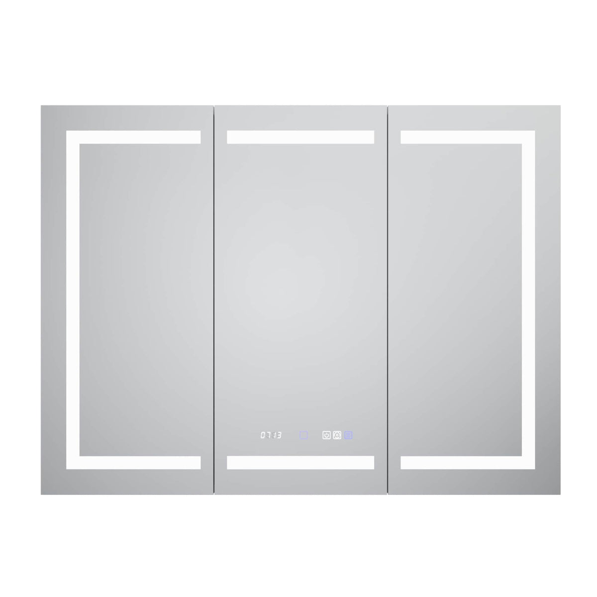WELLFOR V11 48-in x 36-in Lighted LED Fog Free Surface/Recessed Mount Silver Mirrored Soft Close Medicine Cabinet with Outlet