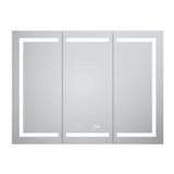 WELLFOR V11 48-in x 36-in Lighted LED Fog Free Surface/Recessed Mount Silver Mirrored Soft Close Medicine Cabinet with Outlet