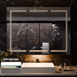 WELLFOR V11 48-in x 36-in Lighted LED Fog Free Surface/Recessed Mount Silver Mirrored Soft Close Medicine Cabinet with Outlet