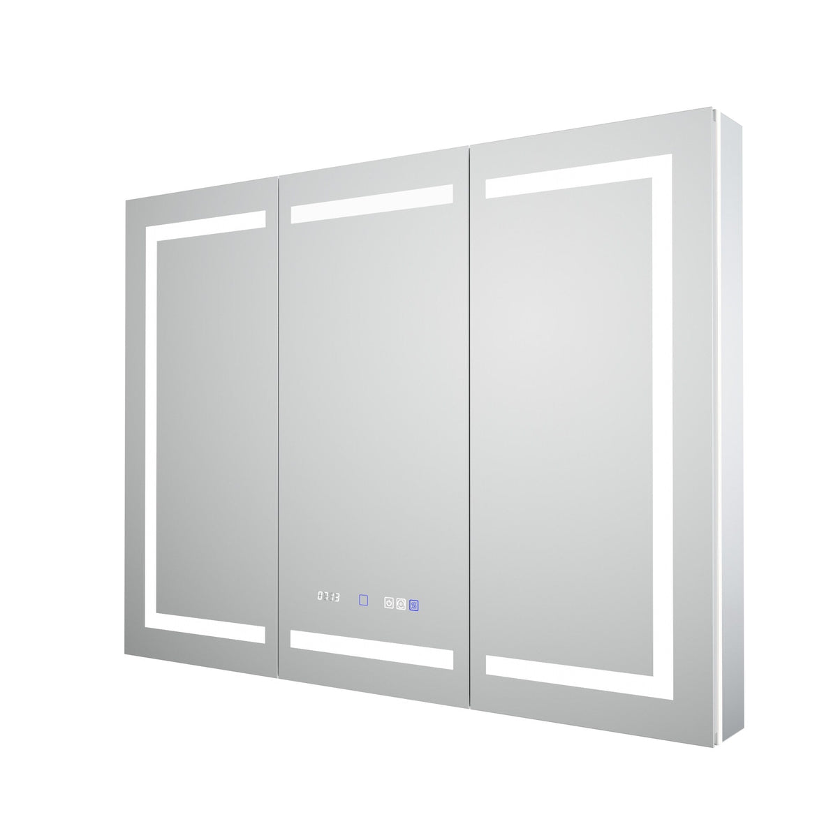 WELLFOR V11 48-in x 36-in Lighted LED Fog Free Surface/Recessed Mount Silver Mirrored Soft Close Medicine Cabinet with Outlet
