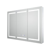WELLFOR V11 48-in x 36-in Lighted LED Fog Free Surface/Recessed Mount Silver Mirrored Soft Close Medicine Cabinet with Outlet