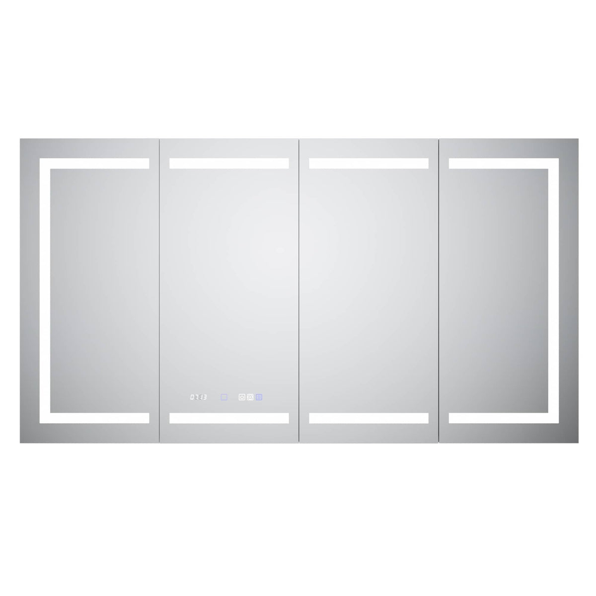 WELLFOR V11 60-in x 36-in Lighted LED Fog Free Surface/Recessed Mount Silver Mirrored Soft Close Medicine Cabinet with Outlet
