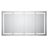 WELLFOR V11 60-in x 36-in Lighted LED Fog Free Surface/Recessed Mount Silver Mirrored Soft Close Medicine Cabinet with Outlet
