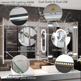 WELLFOR V11 60-in x 36-in Lighted LED Fog Free Surface/Recessed Mount Silver Mirrored Soft Close Medicine Cabinet with Outlet