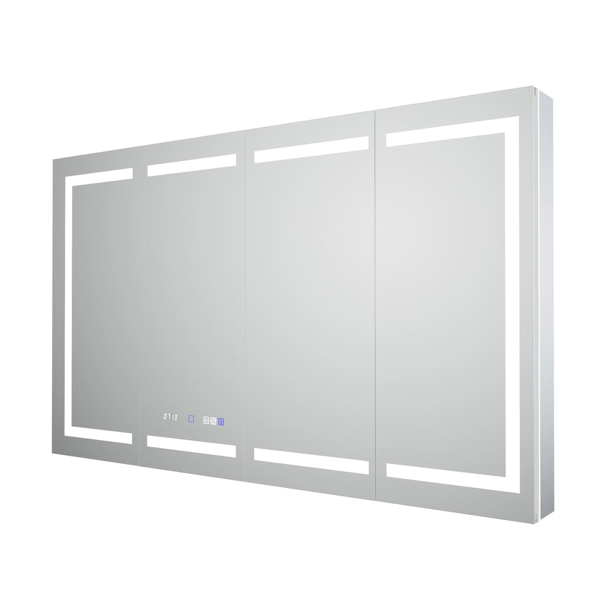WELLFOR V11 60-in x 36-in Lighted LED Fog Free Surface/Recessed Mount Silver Mirrored Soft Close Medicine Cabinet with Outlet