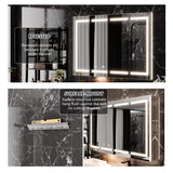 WELLFOR V11 60-in x 36-in Lighted LED Fog Free Surface/Recessed Mount Silver Mirrored Soft Close Medicine Cabinet with Outlet
