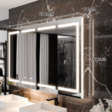 WELLFOR V11 60-in x 36-in Lighted LED Fog Free Surface/Recessed Mount Silver Mirrored Soft Close Medicine Cabinet with Outlet