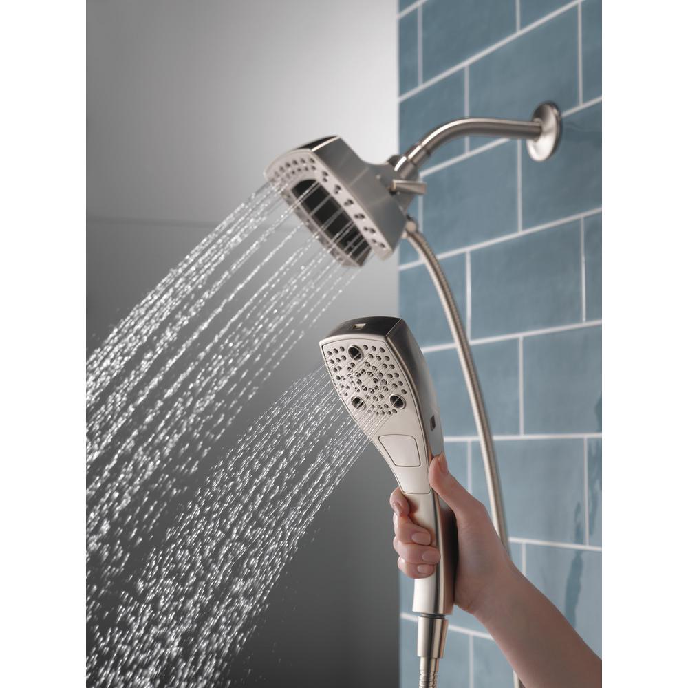 In2ition Two-in-One 5-Spray 5.8 in. Dual Wall Mount Fixed and Handheld Shower Head in Stainless - Super Arbor