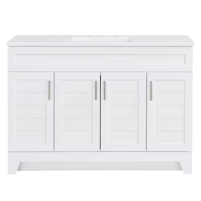 Style Selections Kirkman 48-in White Single Sink Bathroom Vanity with White Cultured Marble Top