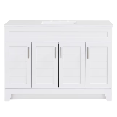 Style Selections Kirkman 48-in White Single Sink Bathroom Vanity with White Cultured Marble Top