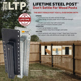 Lifetime Steel Post 7-1/2-ft H x 4-in W Black Steel Post and Rail Yard Line Fence Post