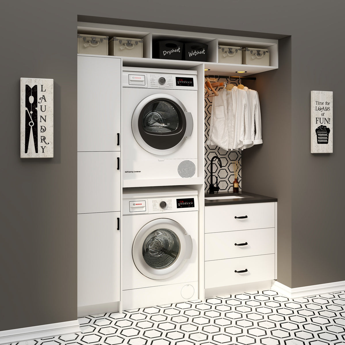 Hugo&Borg Lasalle 21-in W x 40-in H x 14-in D Bright White Slab Wall Fully Assembled Cabinet (Flat Panel Slab Door Style)