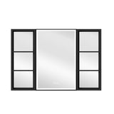 WELLFOR W12 44-in x 30-in Lighted LED Fog Free Surface/Recessed Mount Anodized Black Aluminum Mirrored Soft Close Medicine Cabinet with Outlet