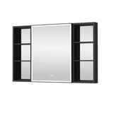 WELLFOR W12 48-in x 30-in Lighted LED Fog Free Surface/Recessed Mount Anodized Black Aluminum Mirrored Soft Close Medicine Cabinet with Outlet