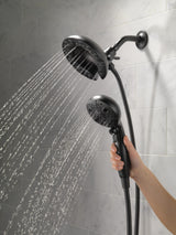 Delta Universal Showering Components Matte Black 5-Spray Dual/Combo Shower Head with Hand Shower, 1.75 GPM (6.6 LPM), 6.88-in