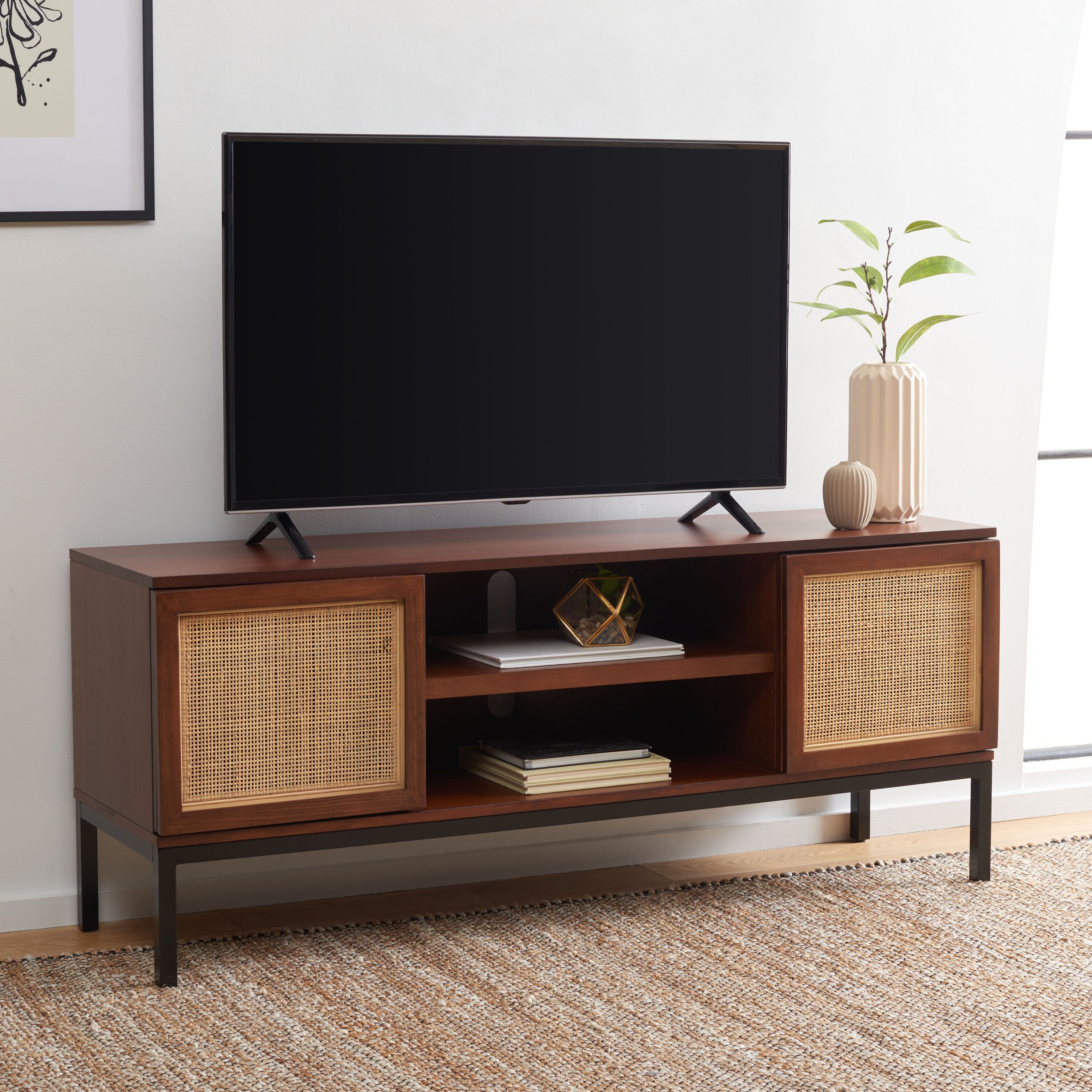 Safavieh Zadie Walnut/Natural Coastal Mdf Media Cabinet – Super Arbor
