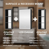 WELLFOR W12 44-in x 30-in Lighted LED Fog Free Surface/Recessed Mount Anodized Black Aluminum Mirrored Soft Close Medicine Cabinet with Outlet