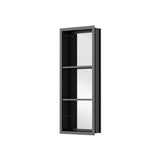 WELLFOR W12 44-in x 30-in Lighted LED Fog Free Surface/Recessed Mount Anodized Black Aluminum Mirrored Soft Close Medicine Cabinet with Outlet