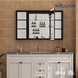 WELLFOR W12 48-in x 30-in Lighted LED Fog Free Surface/Recessed Mount Anodized Black Aluminum Mirrored Soft Close Medicine Cabinet with Outlet