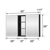 WELLFOR W12 53-in x 30-in Lighted LED Fog Free Surface/Recessed Mount Anodized Black Aluminum Mirrored Soft Close Medicine Cabinet with Outlet
