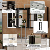 WELLFOR W12 53-in x 30-in Lighted LED Fog Free Surface/Recessed Mount Anodized Black Aluminum Mirrored Soft Close Medicine Cabinet with Outlet