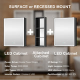 WELLFOR W12 60-in x 30-in Lighted LED Fog Free Surface/Recessed Mount Anodized Black Aluminum Mirrored Soft Close Medicine Cabinet with Outlet
