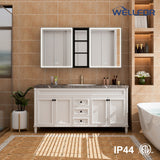WELLFOR W12 60-in x 30-in Lighted LED Fog Free Surface/Recessed Mount Anodized Black Aluminum Mirrored Soft Close Medicine Cabinet with Outlet