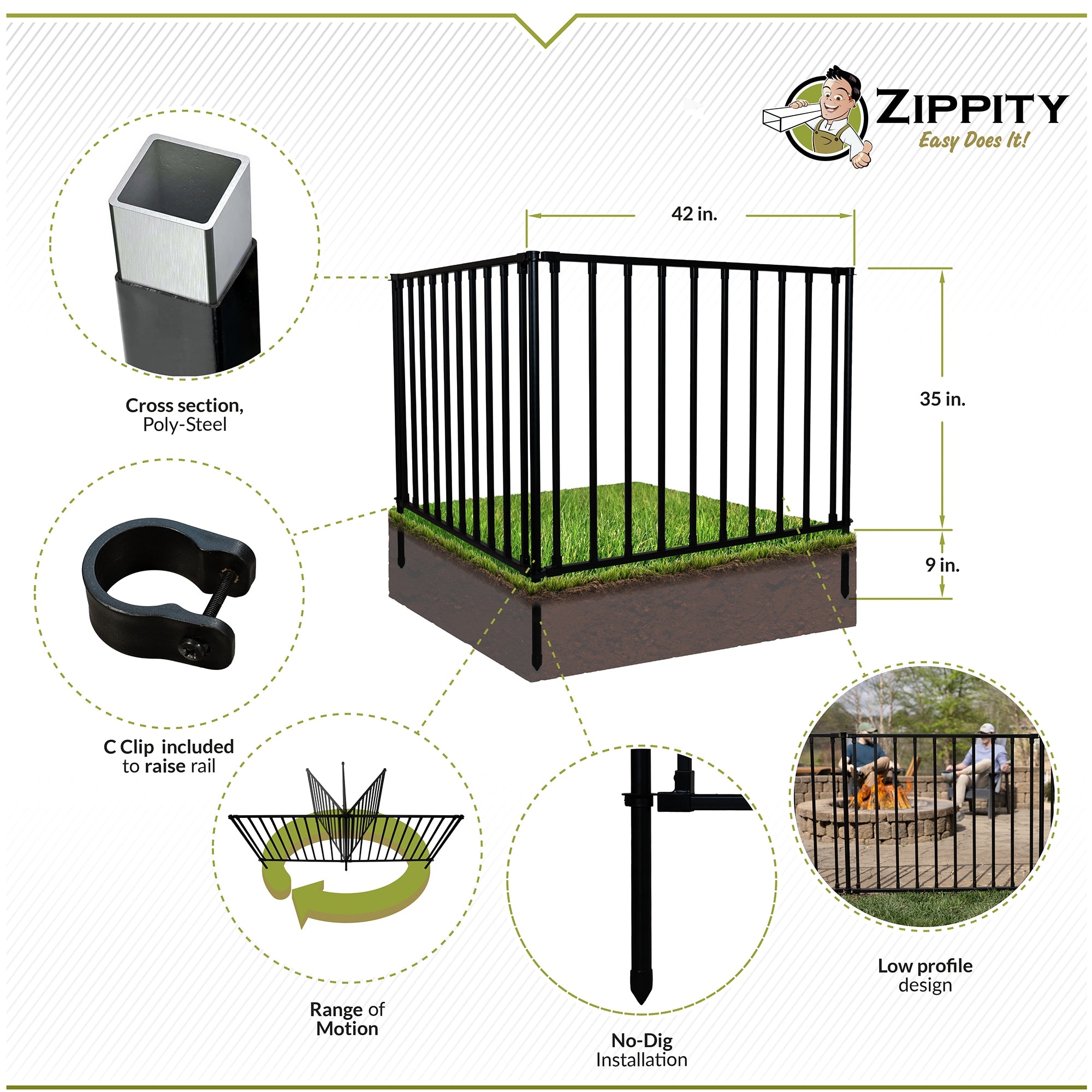 Zippity Outdoor Products 3-ft H x 3-1/2-ft W Black Vinyl-coated