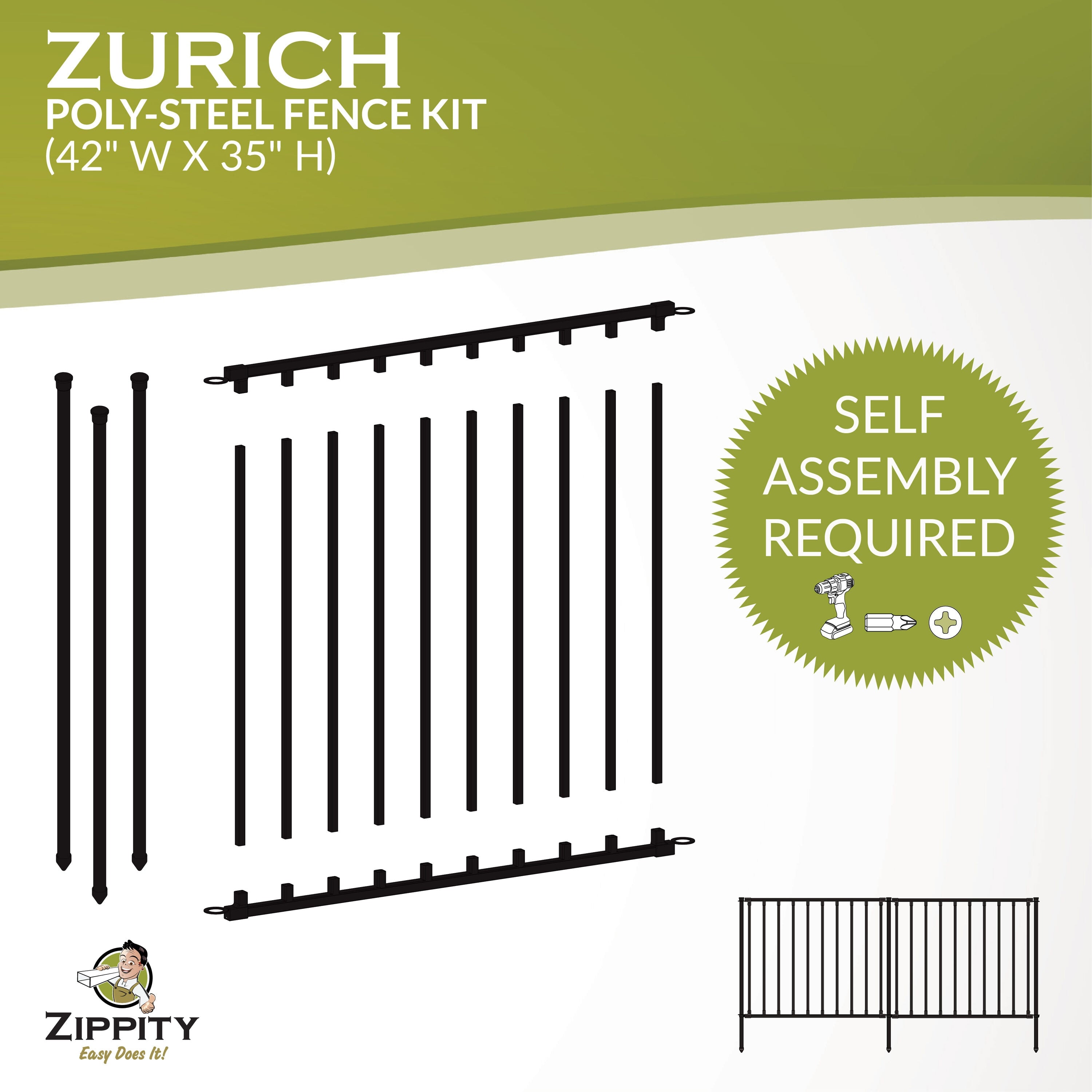 Zippity Outdoor Products 3-ft H x 3-1/2-ft W Black Vinyl-coated