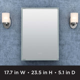 Zenna Home Designer Series 17.7-in x 23.5-in Lighted LED Fog Free Surface/Recessed Mount Aluminum Mirrored Soft Close Medicine Cabinet with Outlet