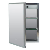Zenna Home Designer Series 17.7-in x 23.5-in Lighted LED Fog Free Surface/Recessed Mount Aluminum Mirrored Soft Close Medicine Cabinet with Outlet