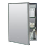 Zenna Home Designer Series 17.7-in x 23.5-in Lighted LED Fog Free Surface/Recessed Mount Aluminum Mirrored Soft Close Medicine Cabinet with Outlet