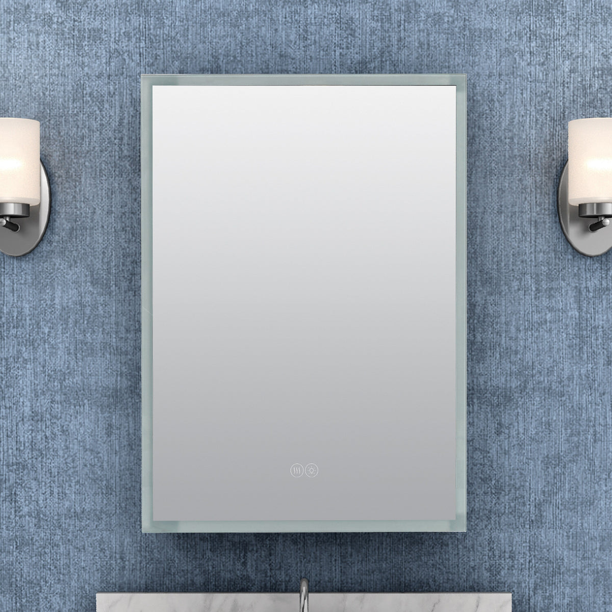 Zenna Home Designer Series 17.7-in x 23.5-in Lighted LED Fog Free Surface/Recessed Mount Aluminum Mirrored Soft Close Medicine Cabinet with Outlet