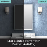 Zenna Home 17.7-in x 23.5-in Lighted LED Fog Free Surface/Recessed Mount Aluminum Mirrored Medicine Cabinet with Outlet