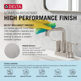 Delta Flynn Brushed Nickel 2-Handle 4-in Centerset WaterSense Bathroom Sink Faucet with Drain