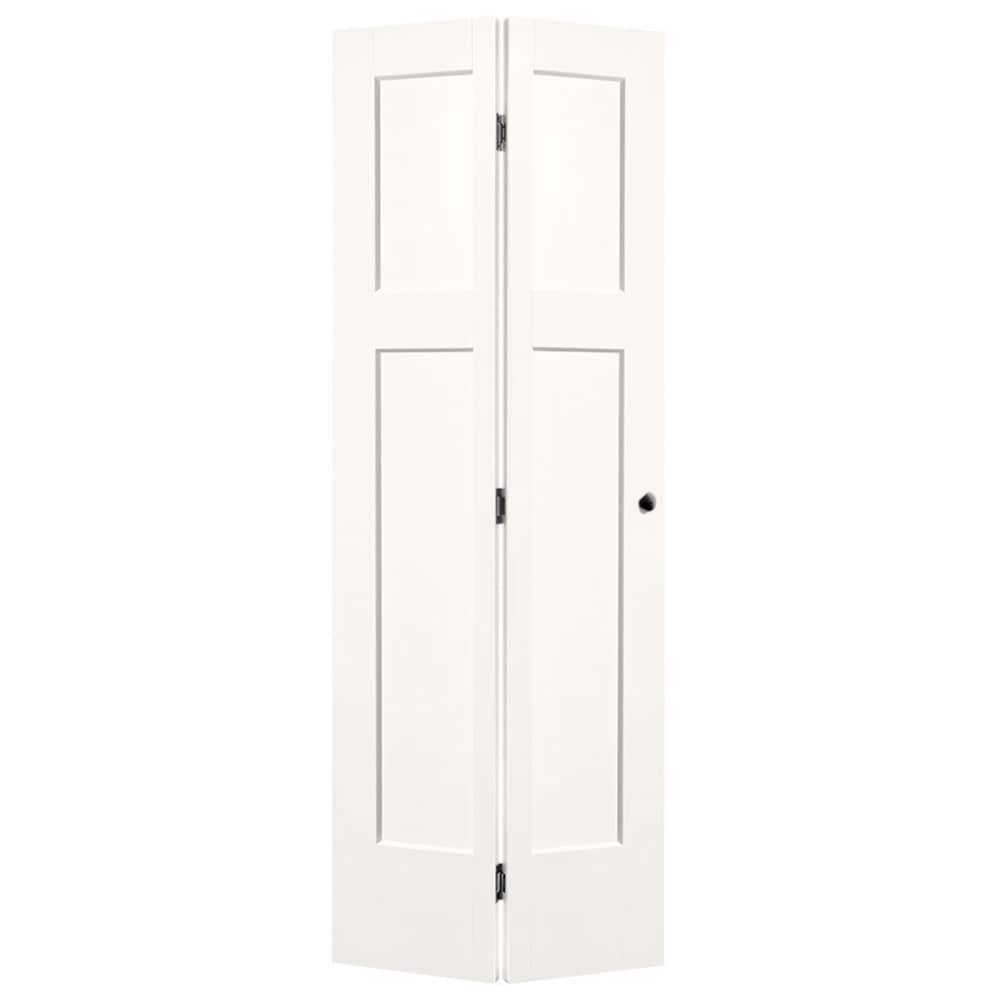 Masonite Heritage 24-in x 80-in Primed White 3-Panel Craftsman Molded Composite Bifold Door, Hollow Core (Hardware Included)