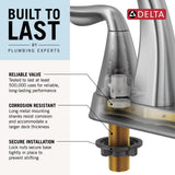 Delta Flynn Brushed Nickel 2-Handle 4-in Centerset WaterSense Bathroom Sink Faucet with Drain