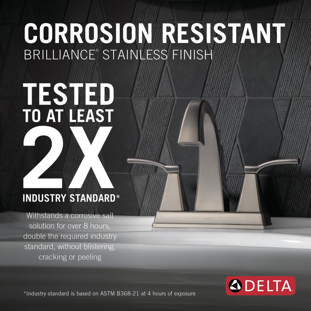 Delta Flynn Brushed Nickel 2-Handle 4-in Centerset WaterSense Bathroom Sink Faucet with Drain