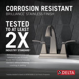 Delta Flynn Brushed Nickel 2-Handle 4-in Centerset WaterSense Bathroom Sink Faucet with Drain