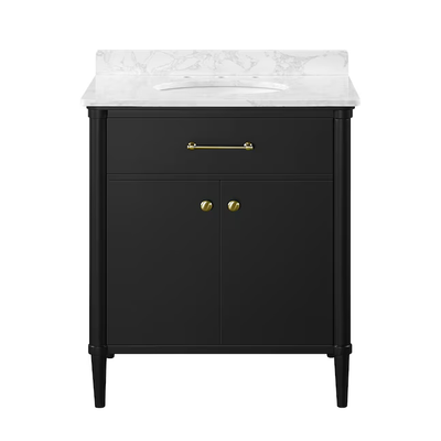 allen + roth Rian 30-in Onyx Black Undermount Single Sink Bathroom Vanity with White Engineered Marble Top