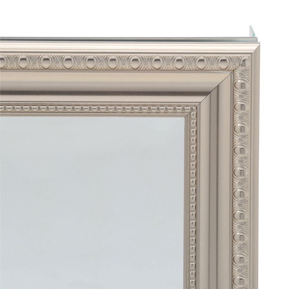 24 in. W x 30 in. H Framed Recessed or Surface-Mount Bathroom Medicine Cabinet with Deco Framed Door in Brushed Nickel - Super Arbor