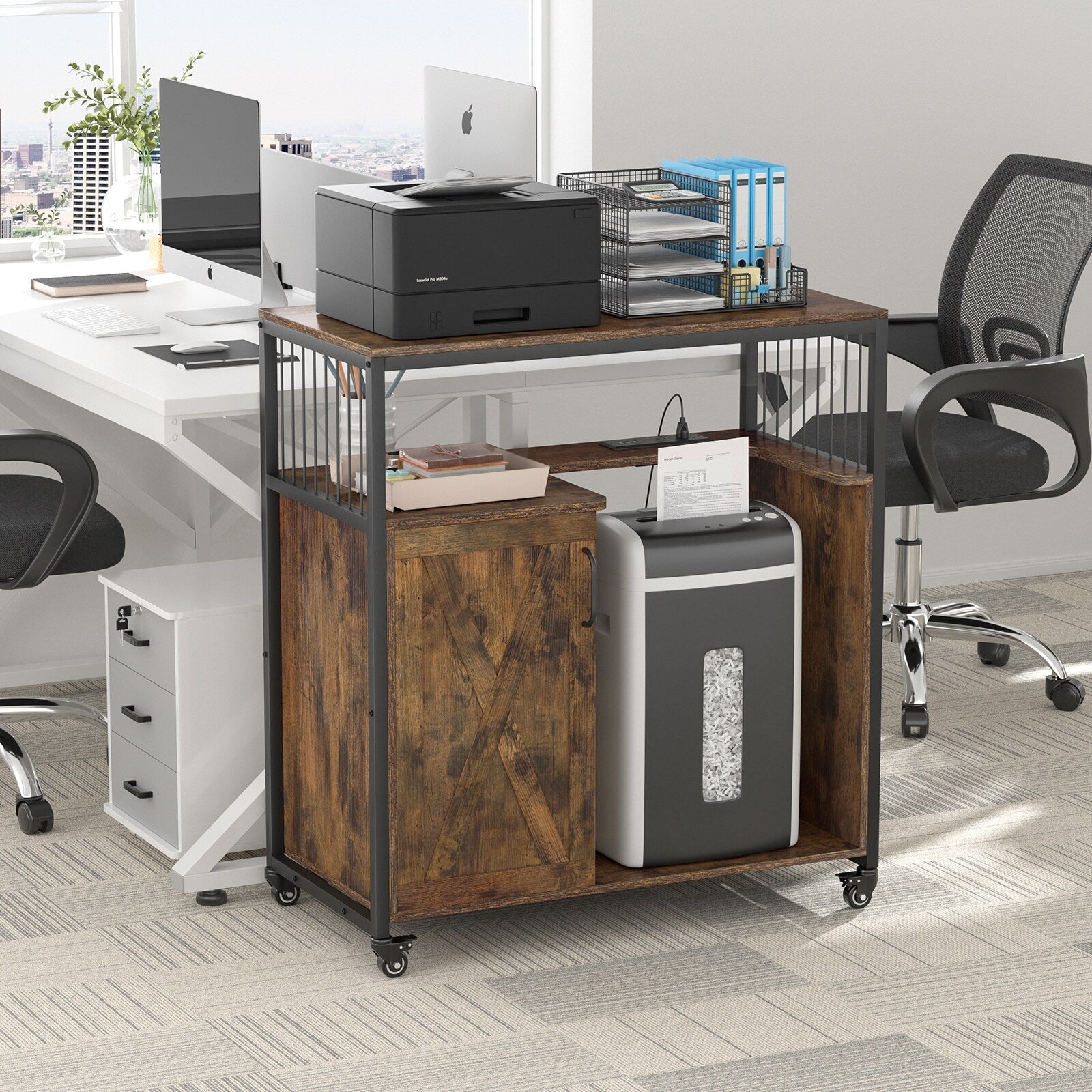 Delarpo Printer Stand Rustic Brown 31.5-in File Cabinet – Super Arbor