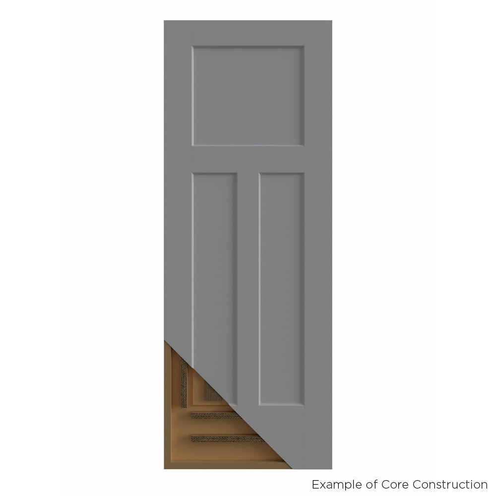 Masonite 24-in x 80-in Primed White 3-Panel Craftsman Hollow Core Molded Composite Left-Hand Inswing Single Prehung Interior Door