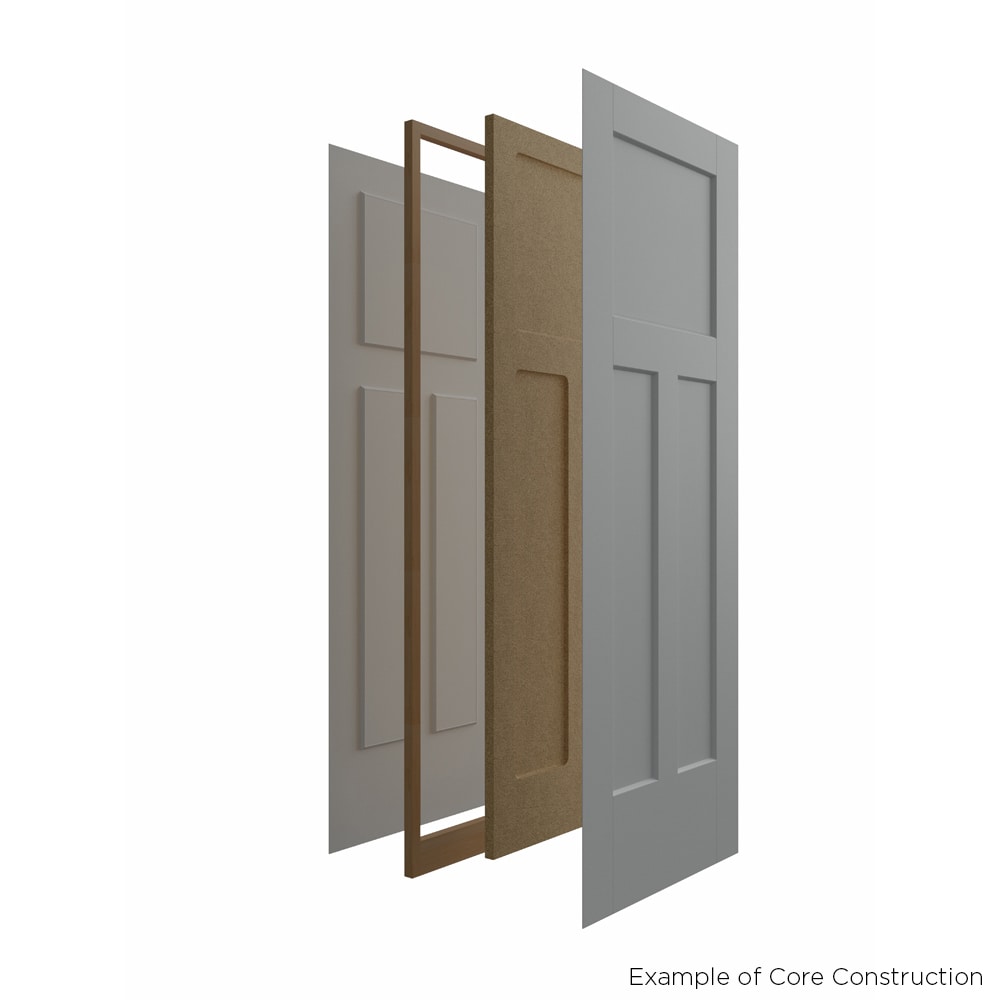 Masonite Pre-Hung Interior Door, 28-in x 80-in, Primed White, 3-Panel Craftsman, Solid Core Molded Composite, Left-Hand, Flat Jamb